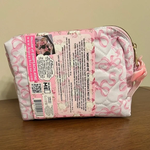 Pink Bow Cosmetics Bag Gift Set by Hi Peach Layne, NWT - Picture 8 of 9